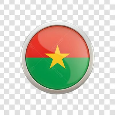 3D Burkina Faso Flag Icon Circle Shape