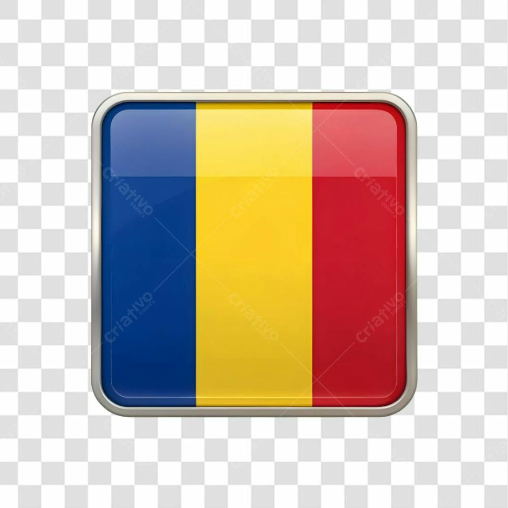 3D Chad Flag Icon Rectangle Shape