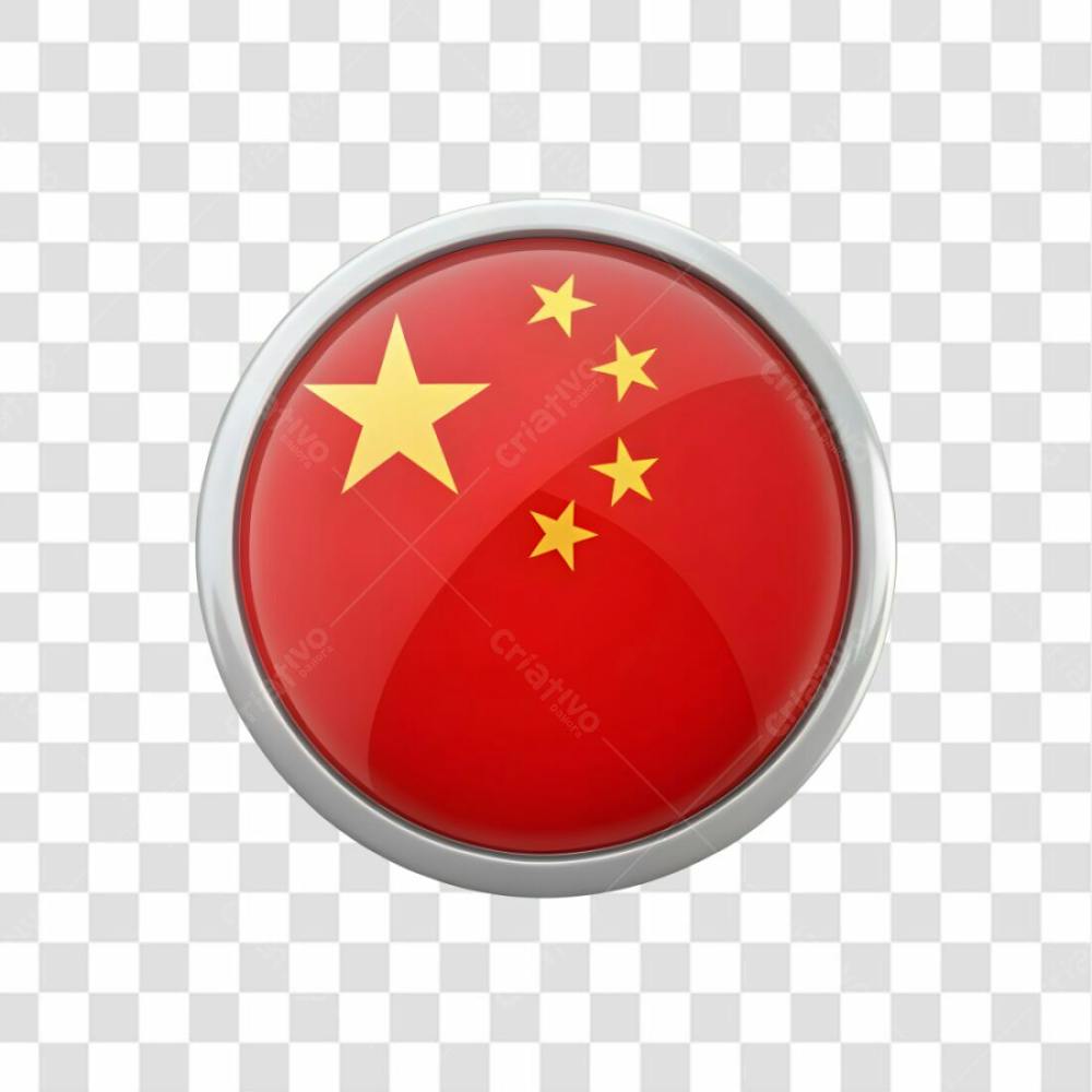 3D China Flag Icon Circle Shape