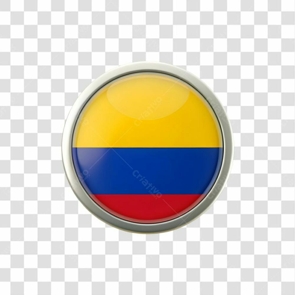 3D Colombia Flag Icon Circle Shape