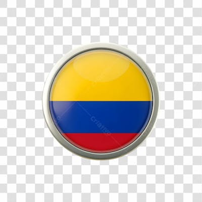 3D Colombia Flag Icon Circle Shape