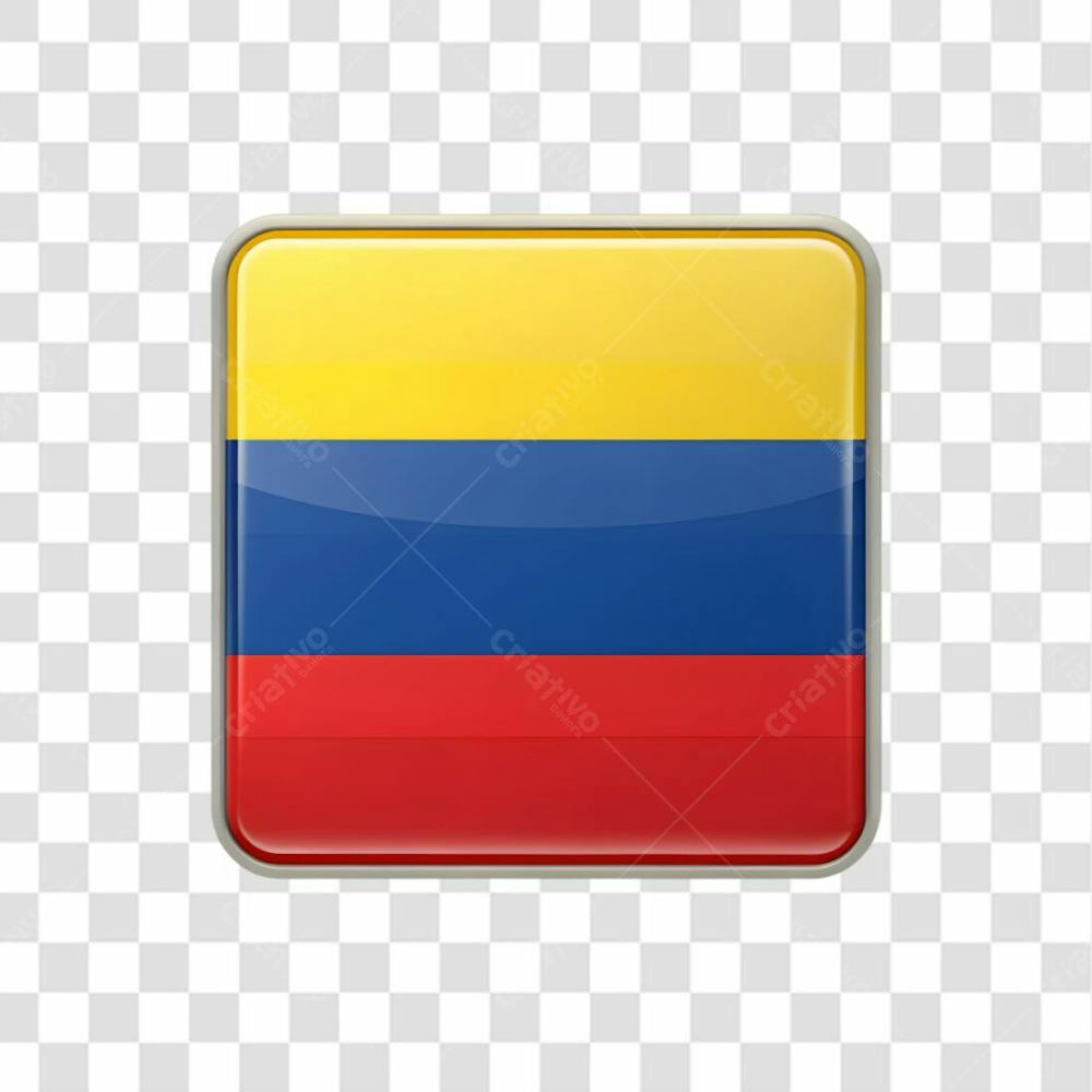 3D Colombia Flag Icon Rectangle Shape