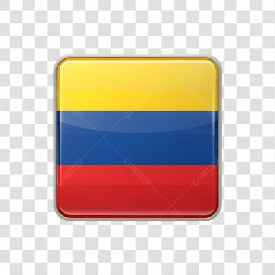 3D Colombia Flag Icon Rectangle Shape