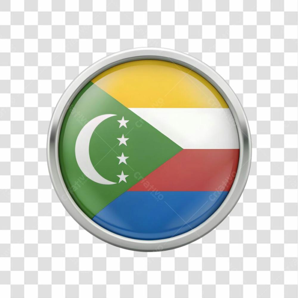 3D Comoros Flag Icon Circle Shape Keep The Blue