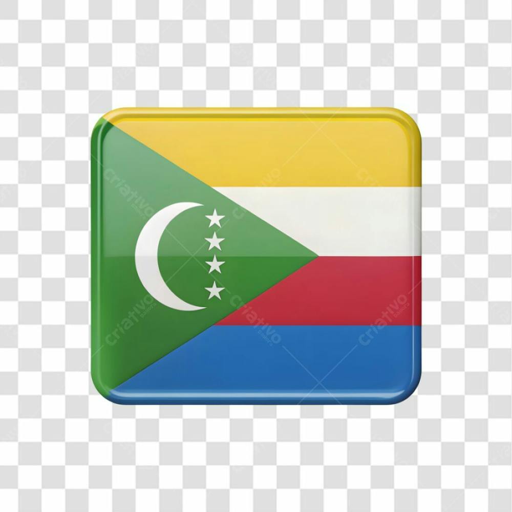 3D Comoros Flag Icon Rectangle Shape