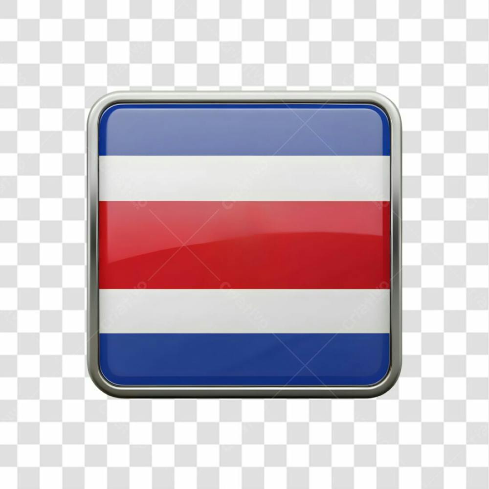 3D Costa Rica Flag Icon Rectangle Shape