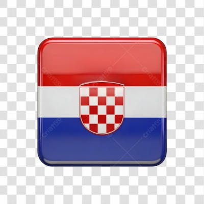 3D Croatia Flag Icon Rectangle Shape Red Color