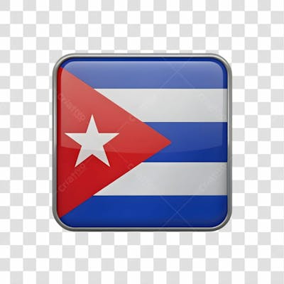 3D Cuba Flag Icon Rectangle Shape Red Color