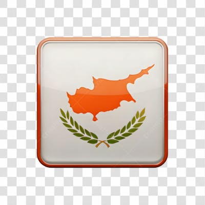 3D Cyprus Flag Icon Rectangle Shape Red Color
