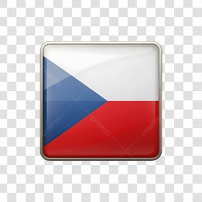 3D Czech Republic Flag Icon Rectangle Shape Red