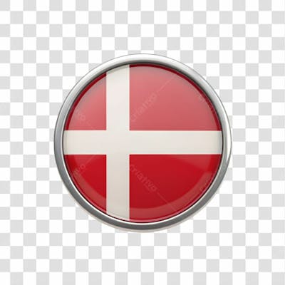 3D Denmark Flag Icon Circle Shape