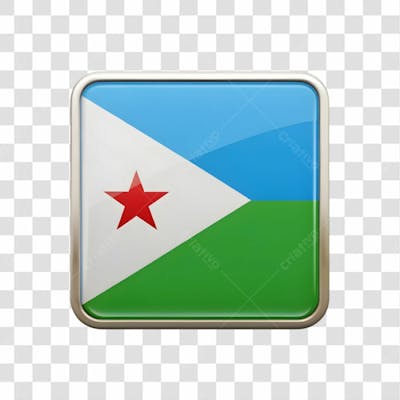3D Djibouti Flag Icon Rectangle Shape Red Color