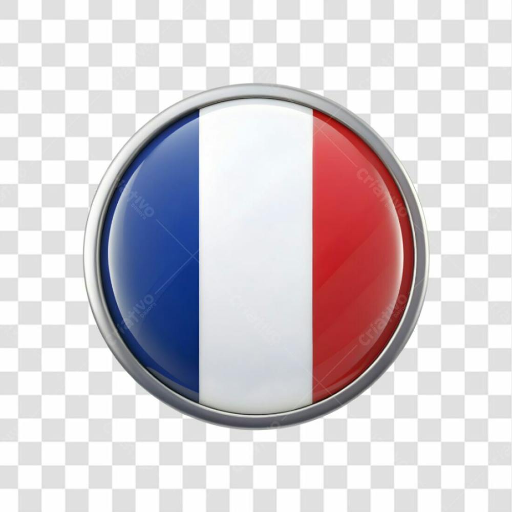 3D France Flag Icon Circle Shape