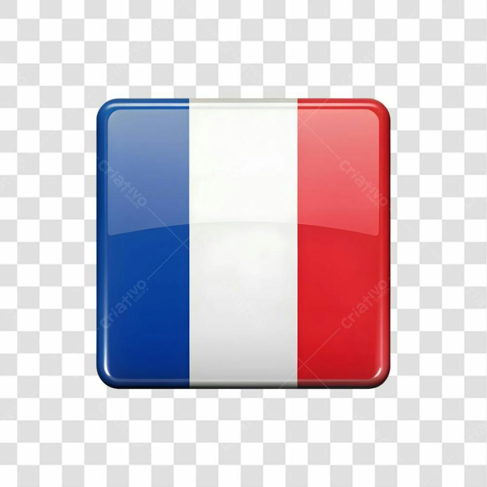 3D France Flag Icon Rectangle Shape