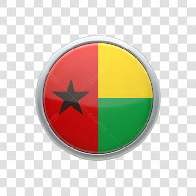 3D Guinea Bissau Flag Icon Circle Shape