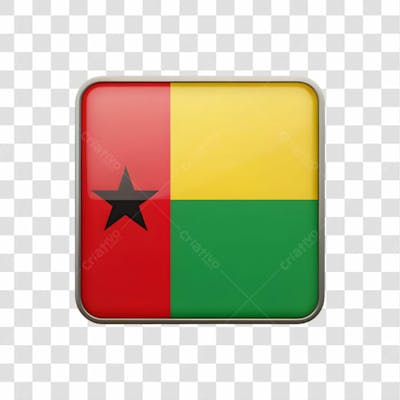 3D Guinea Bissau Flag Icon Rectangle Shape