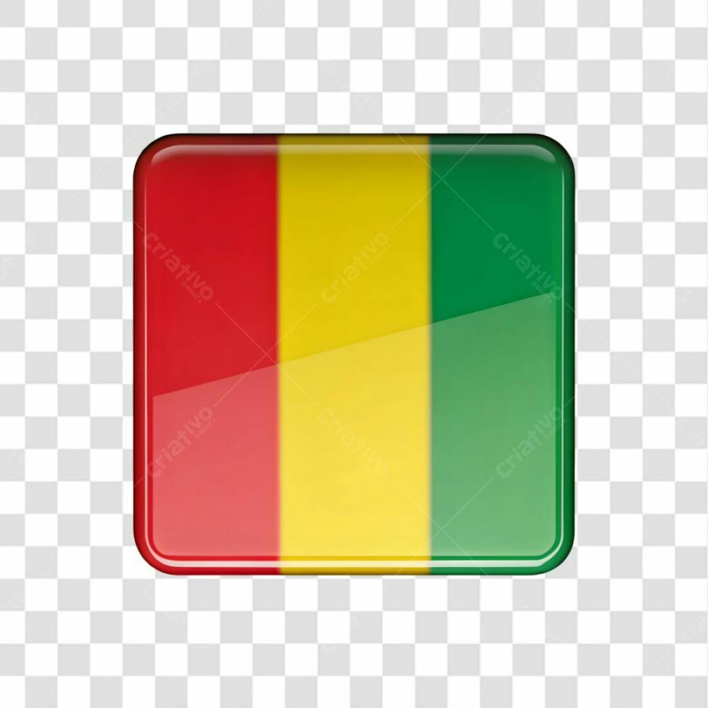 3D Guinea Flag Icon Rectangle Shape Red Yellow