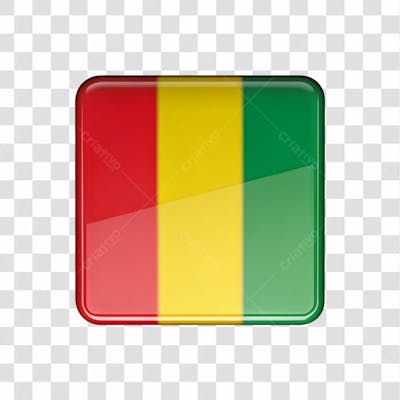 3D Guinea Flag Icon Rectangle Shape Red Yellow