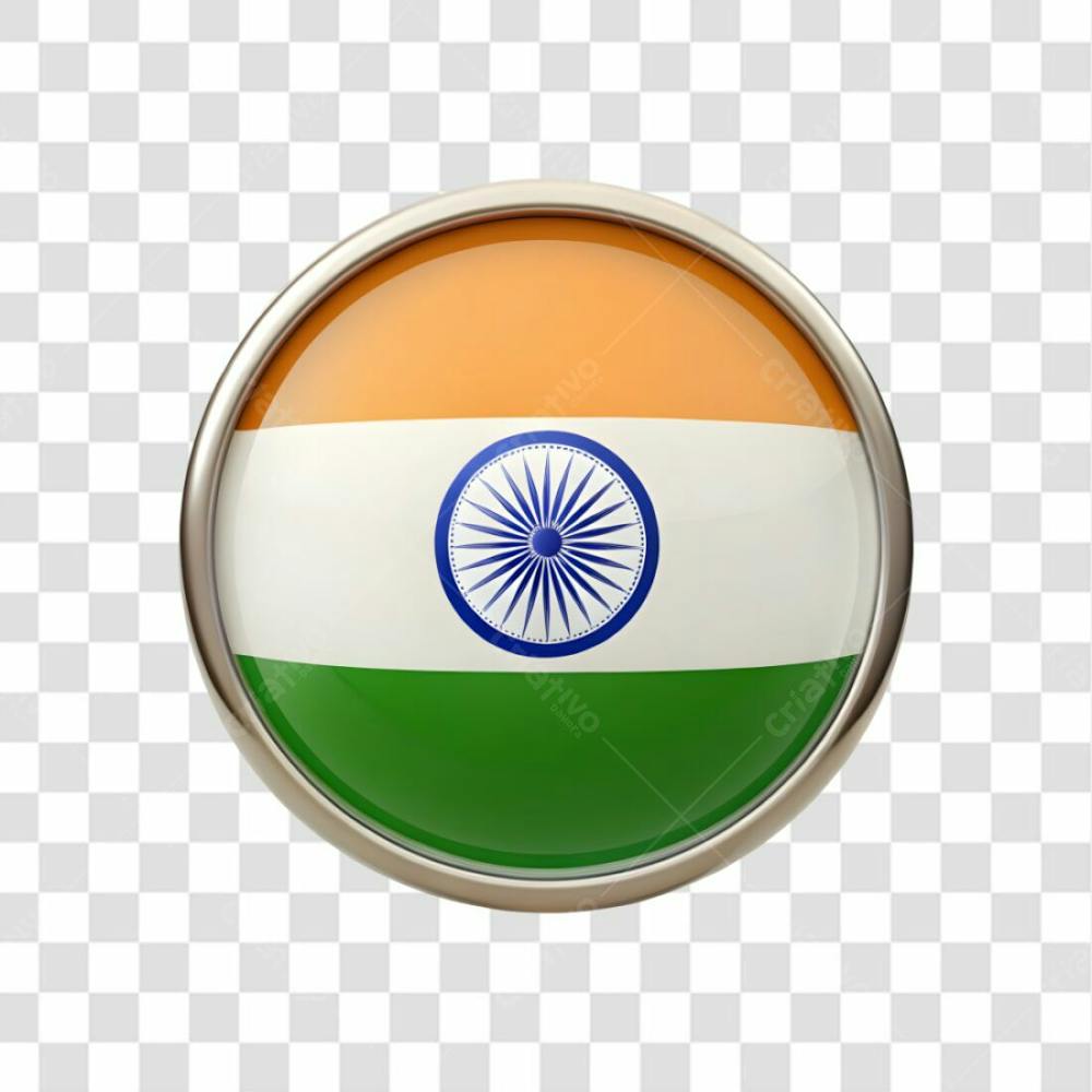 3D India Flag Icon Circle Shape