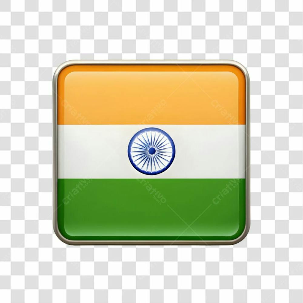 3D India Flag Icon Rectangle Shape