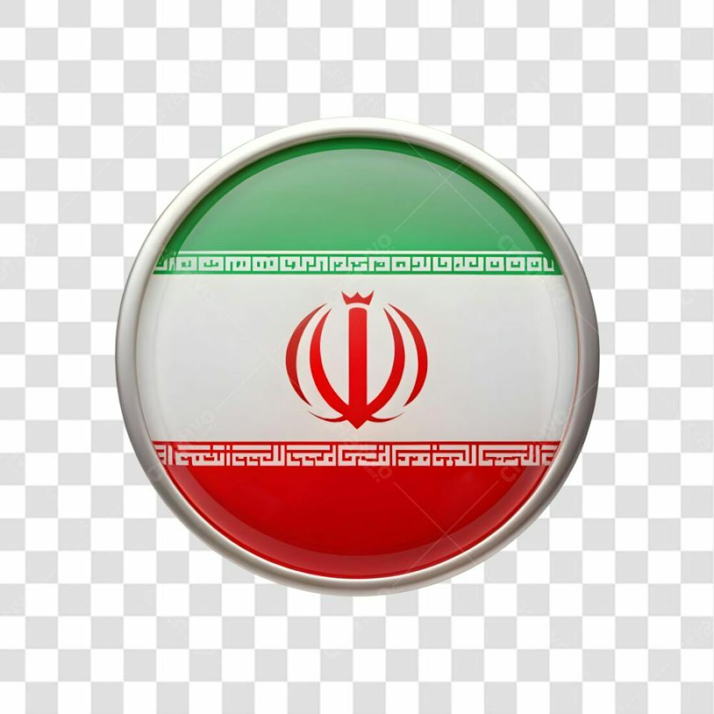 3D Iran Flag Icon Circle Shape