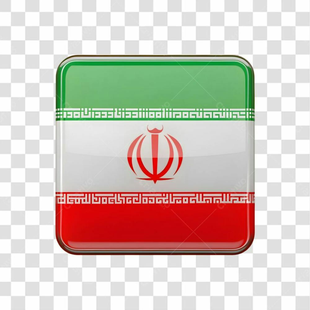 3D Iran Flag Icon Rectangle Shape