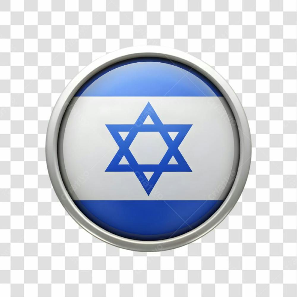 3D Israel Flag Icon Circle Shape