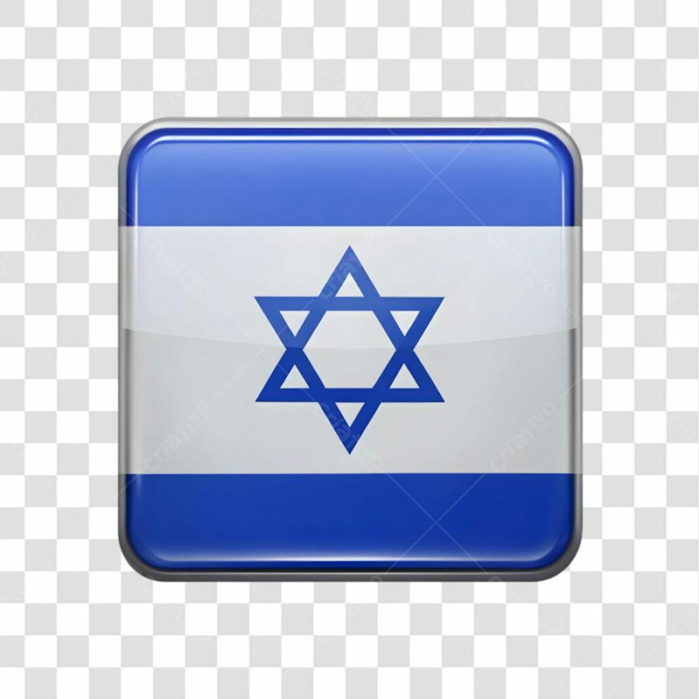 3D Israel Flag Icon Rectangle Shape