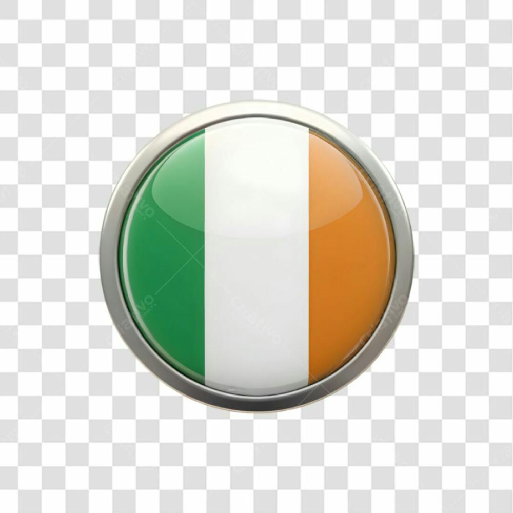 3D Ivory Coast Flag Icon Circle Shape