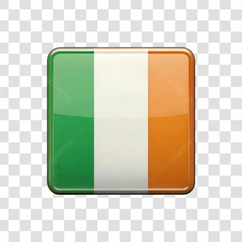 3D Ivory Coast Flag Icon Rectangle Shape