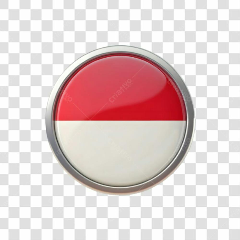 3D Monaco Flag Icon Circle Shape