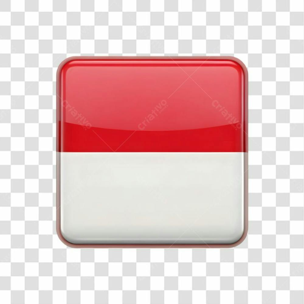 3D Monaco Flag Icon Rectangle Shape