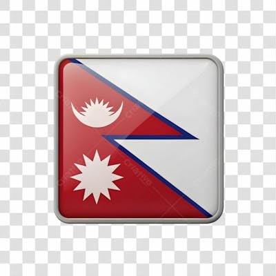 3D Nepal Flag Icon Rectangle Shape