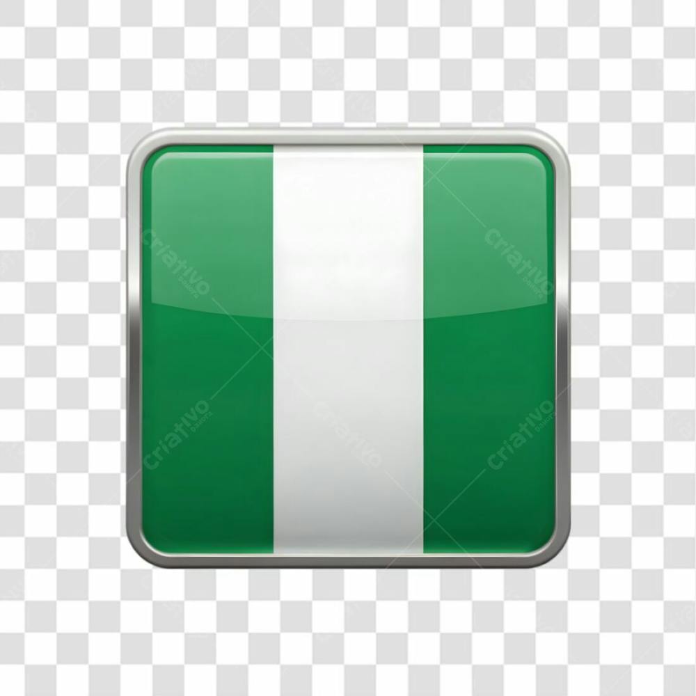 3D Nigeria Flag Icon Rectangle Shape