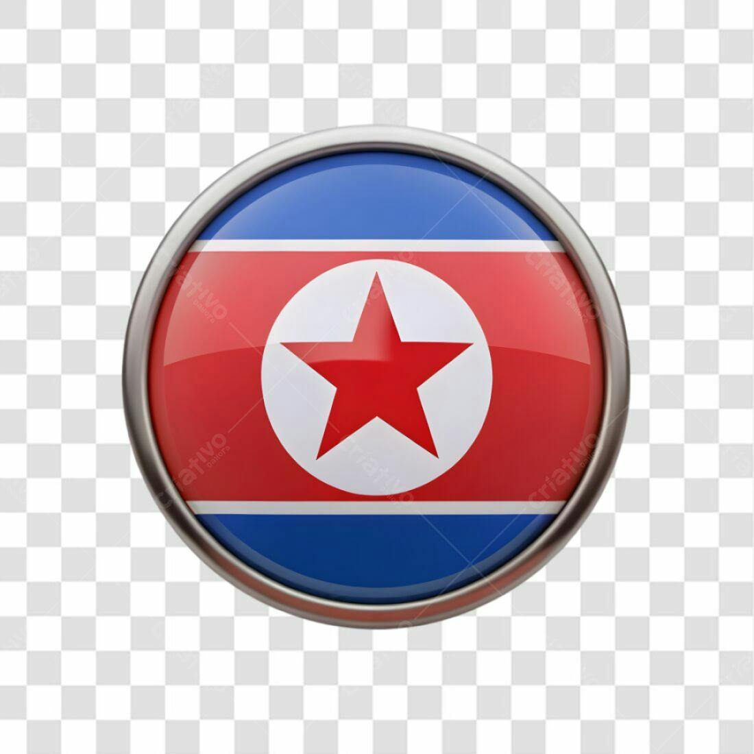 Icone Bandeira Coreia do Norte PNG com fundo transparente