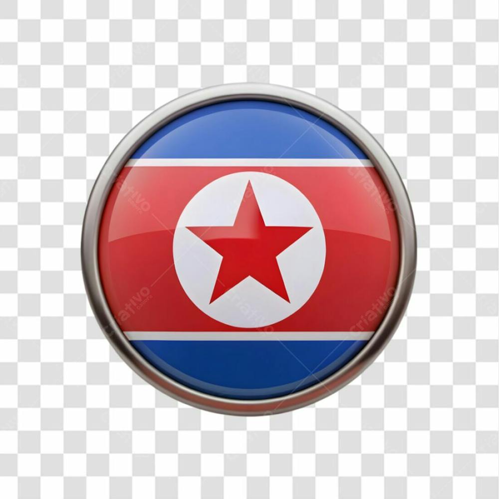 3D North Korea Flag Icon Circle Shape