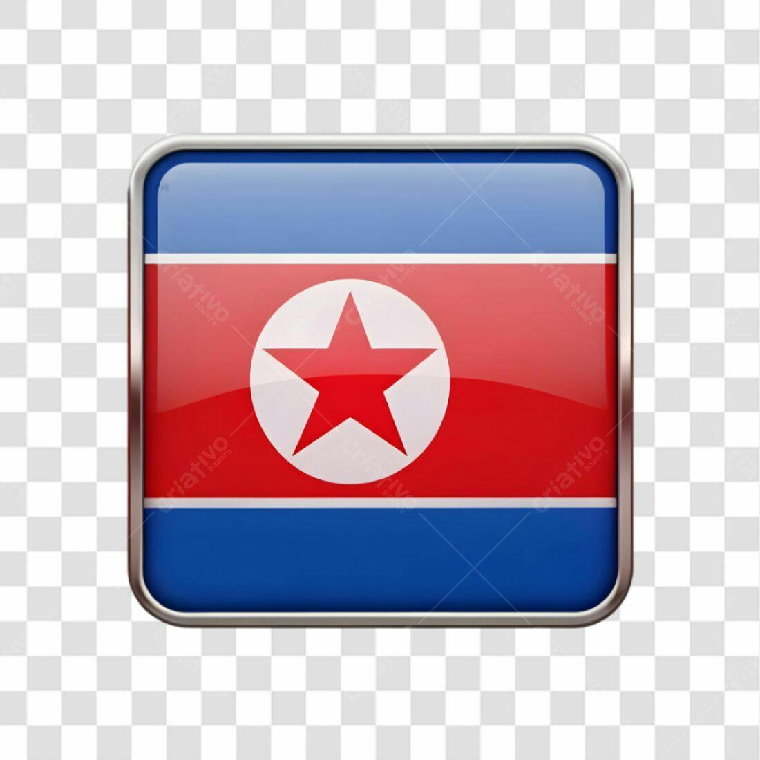 Icone Bandeira Coreia do Norte PNG com fundo transparente