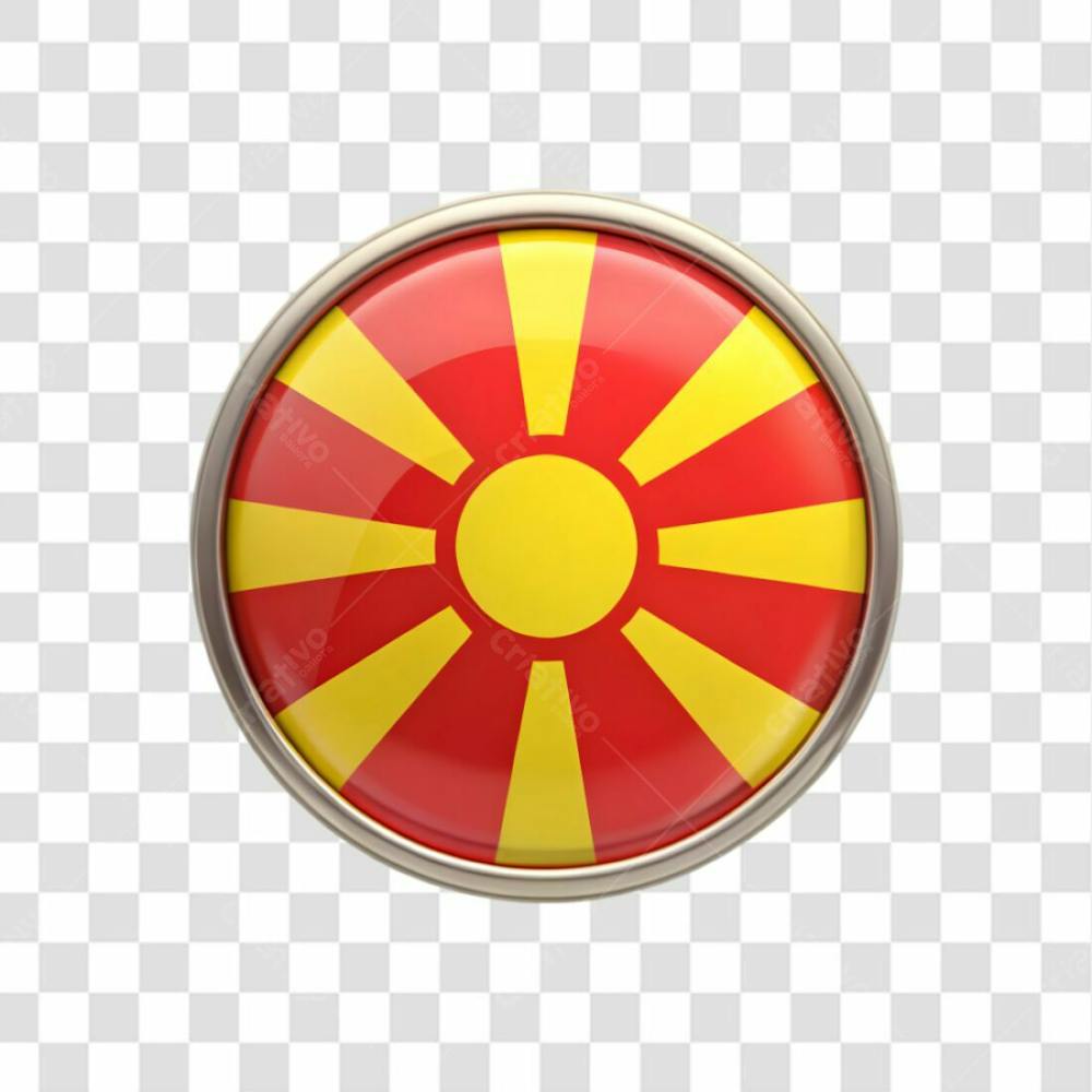 3D North Macedonia Flag Icon Circle Shape