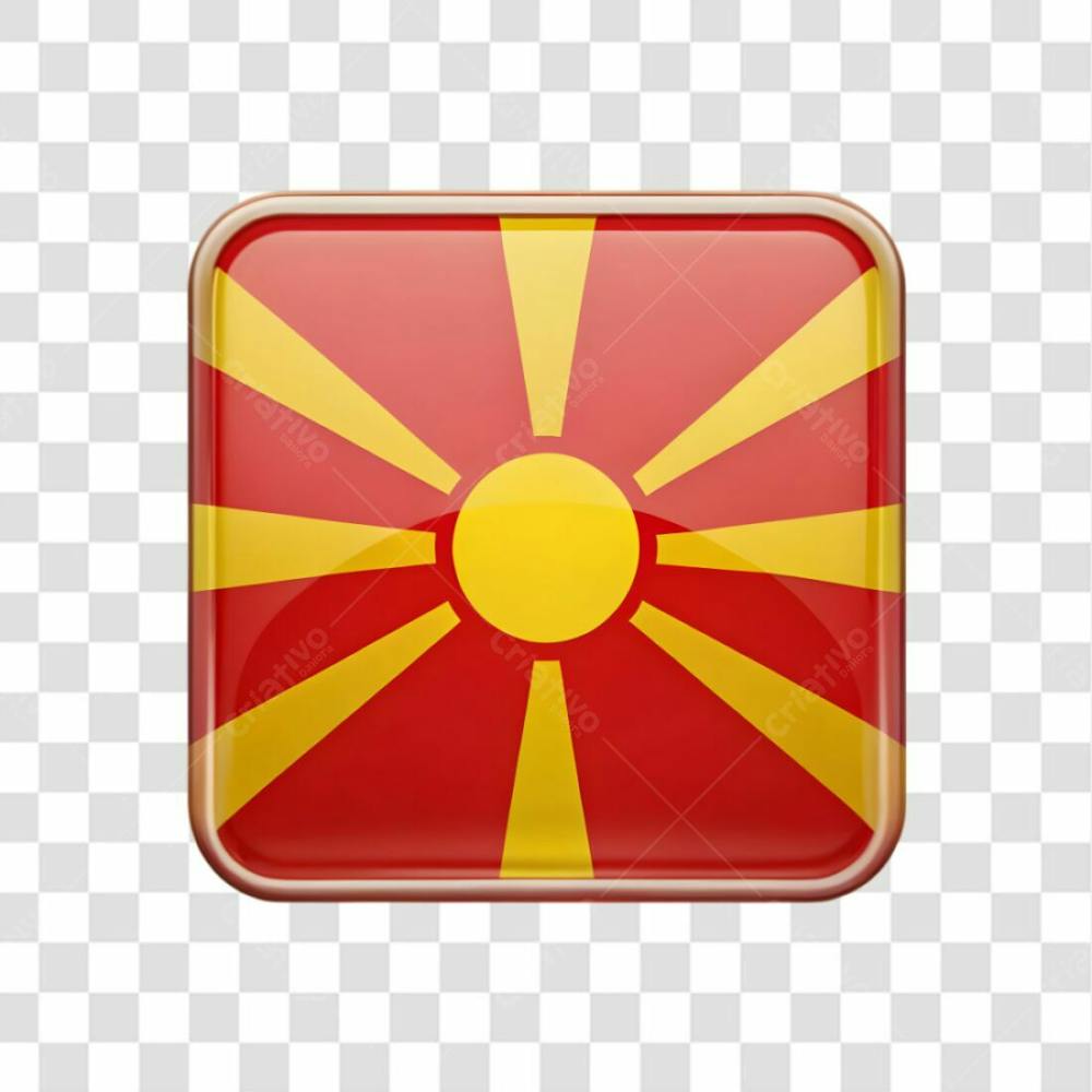 3D North Macedonia Flag Icon Rectangle Shape