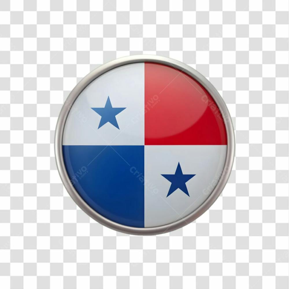 3D Panama Flag Icon Circle Shape