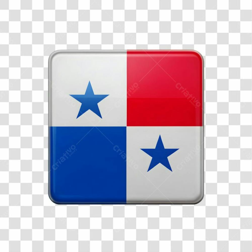 3D Panama Flag Icon Rectangle Shape