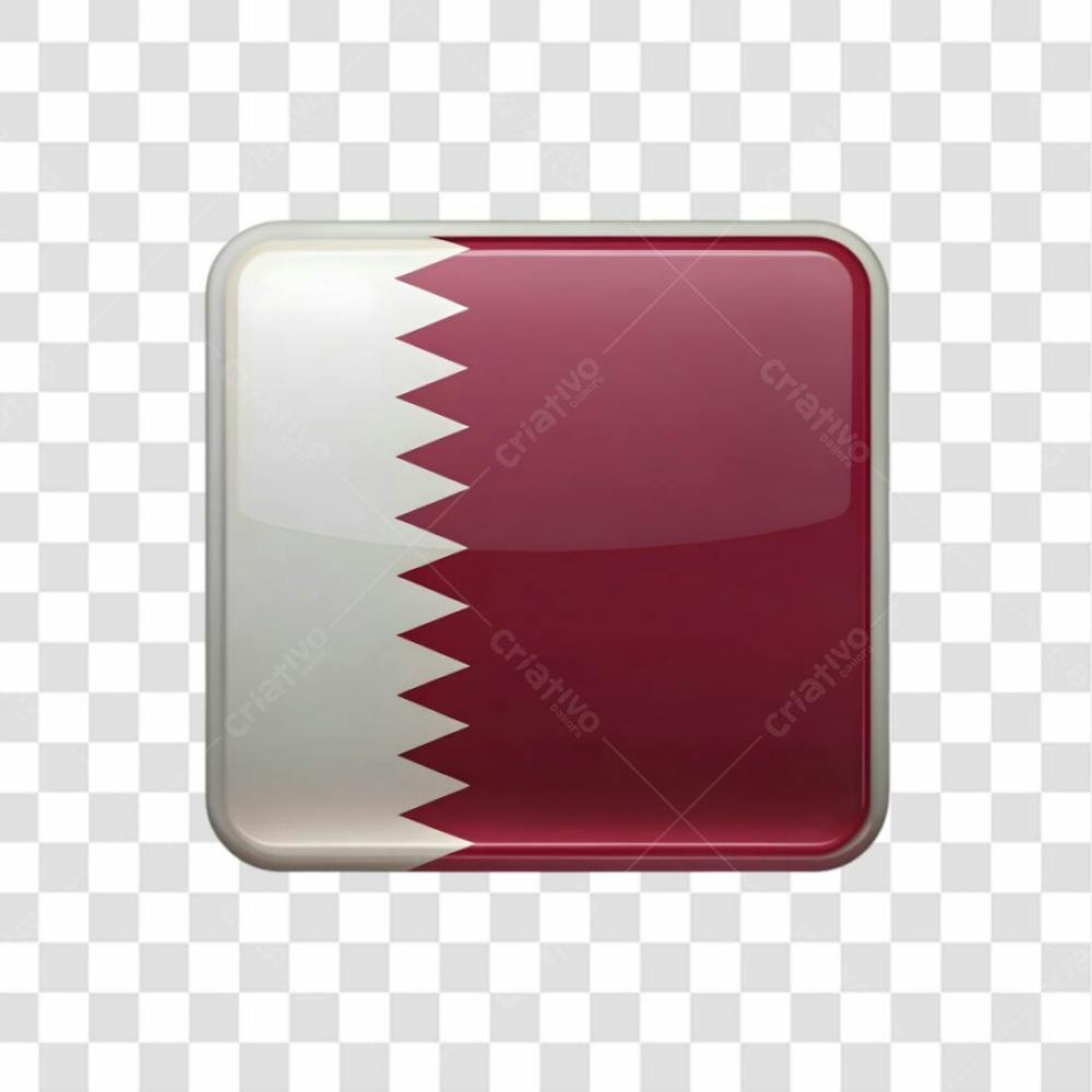 3D Qatar Flag Icon Rectangle Shape