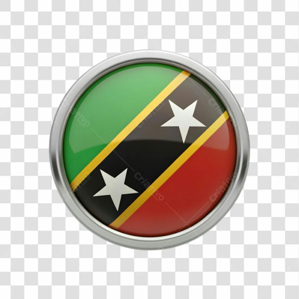 3D Saint Kitts And Nevis Flag Icon Circle Shape