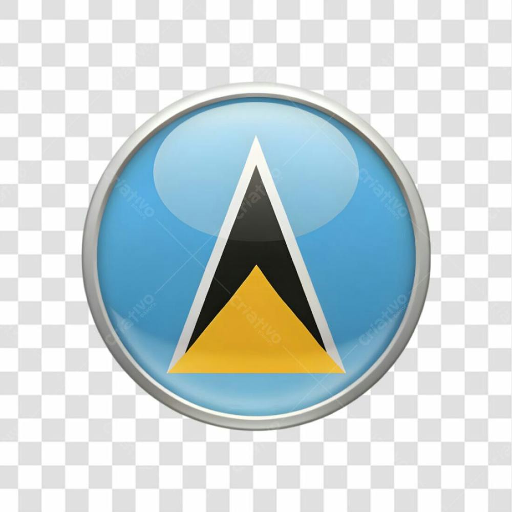 3D Saint Lucia Flag Icon Circle Shape