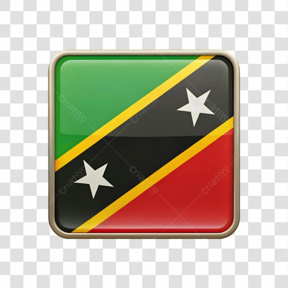 3D Saint Kitts And Nevis Flag Icon Rectangle Sh