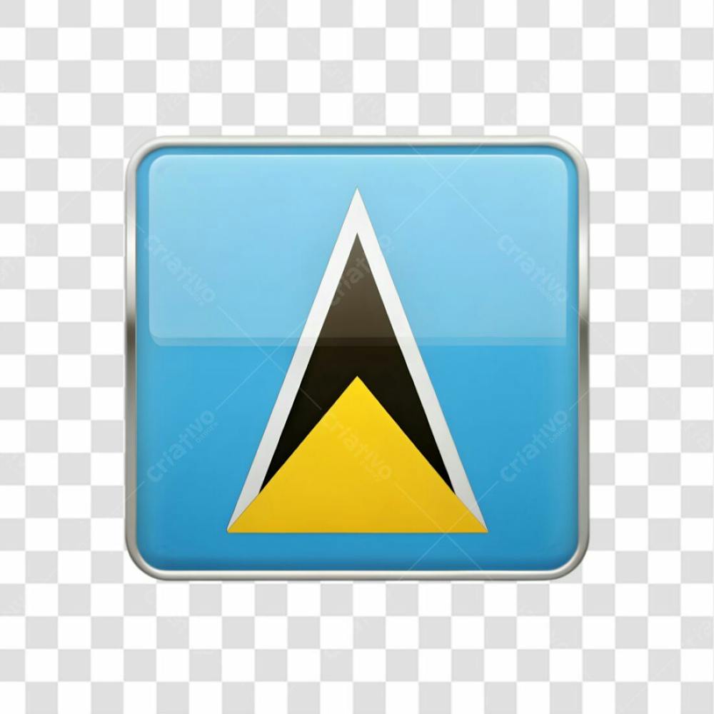 3D Saint Lucia Flag Icon Rectangle Shape