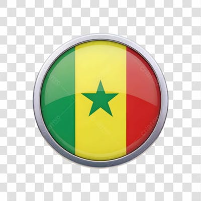 3D Senegal Flag Icon Circle Shape