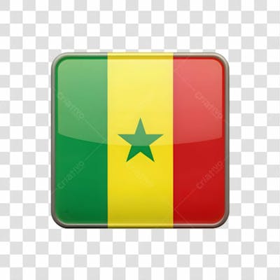 3D Senegal Flag Icon Rectangle Shape
