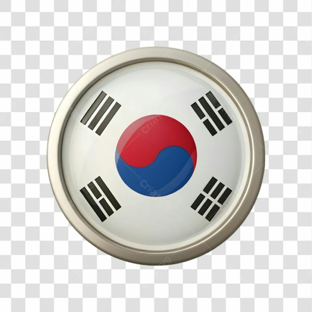 3D South Korea Flag Icon Circle Shape