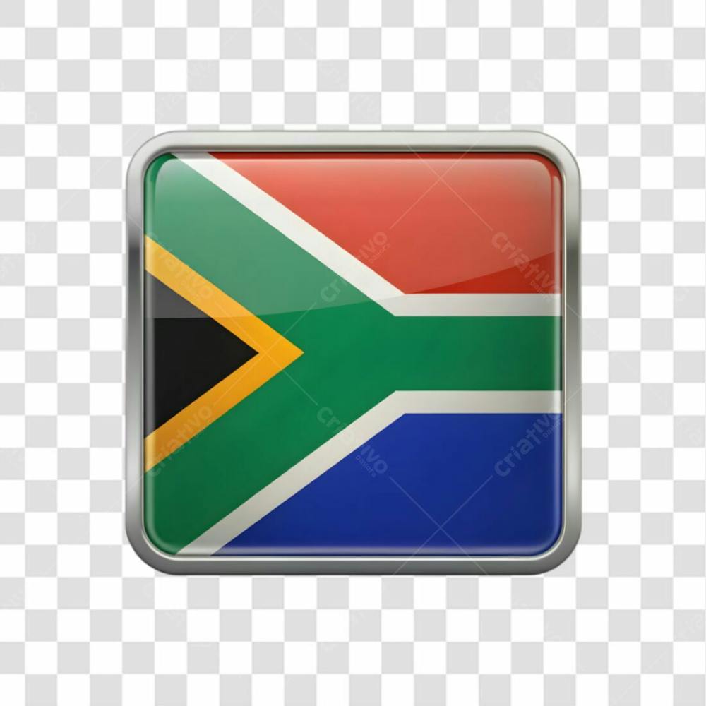 3D South Africa Flag Icon Rectangle Shape